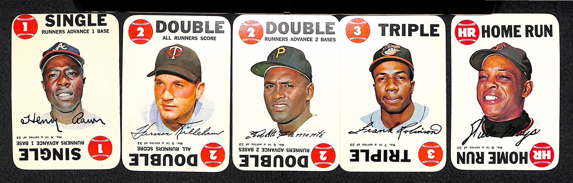 6 - 1968 Topps Game Card Complete Sets of 33 Cards w. Mantle in EX+ to Near Mint Condition