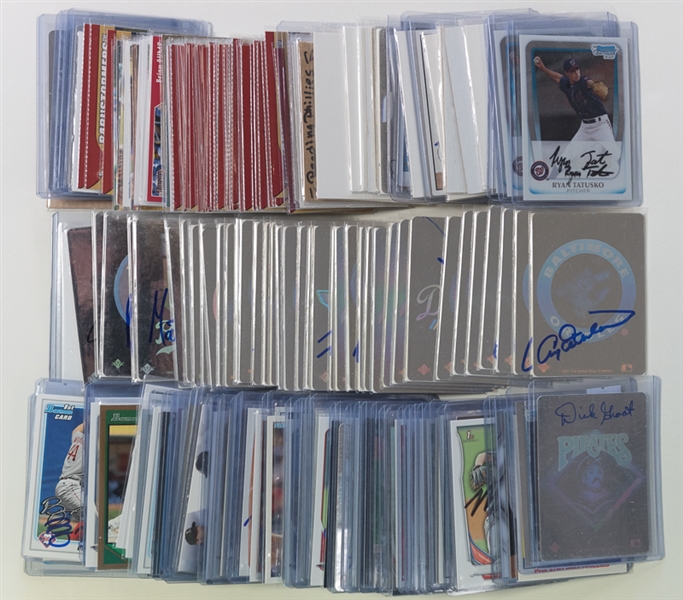 Lot Of 240 Baseball In Person Signed Cards & Stickers w. Dick Groat