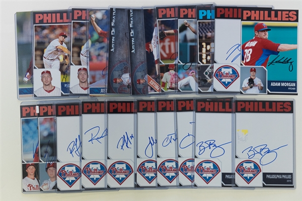 Lot Of 30 Phillies Signed 4 x 6 Photos w. Pat Gillick
