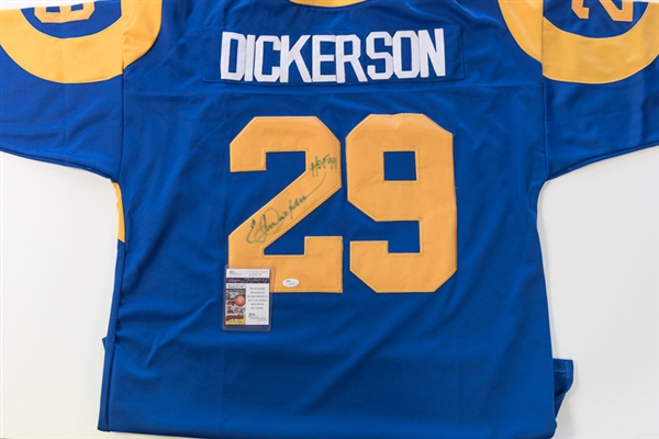 Eric Dickerson Signed & Inscribed Rams Jersey - JSA