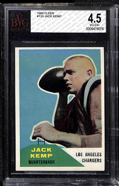 Lot of 2 - 1949 Leaf #15 Sid Luckman - BVG 2.5 & 1960 Fleer #124 Jack Kemp Rookie Card - BVG 4.5