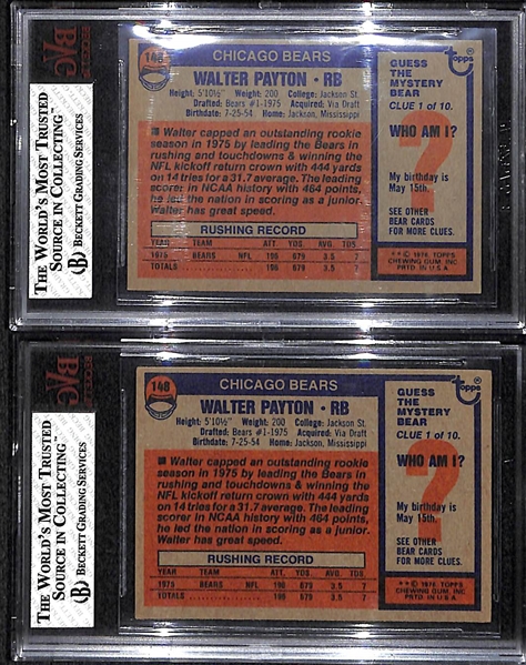 Lot of 2 1976 Topps #148 Walter Payton Cards - Both BVG 5.5