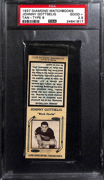 Lot of 4 1937 Diamond Hockey Matchbooks - All PSA 2.5