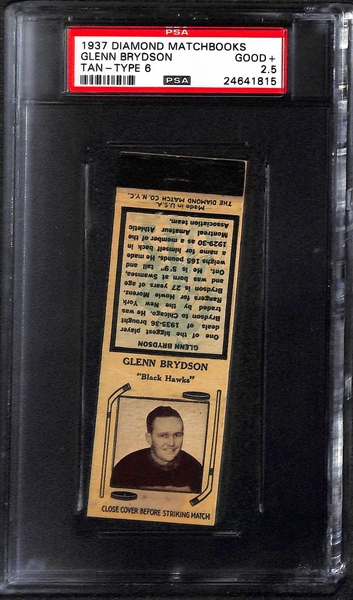 Lot of 4 1937 Diamond Hockey Matchbooks - All PSA 2.5