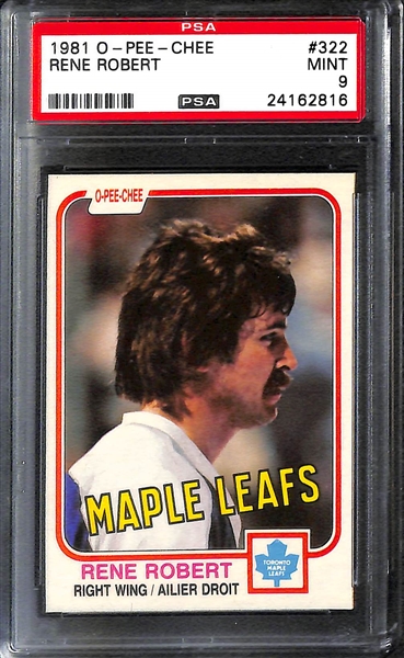 Lot of 9 1981 O-Pee-Chee Hockey Cards w. Kenny Linseman PSA 8 - All PSA Graded 8s & 9