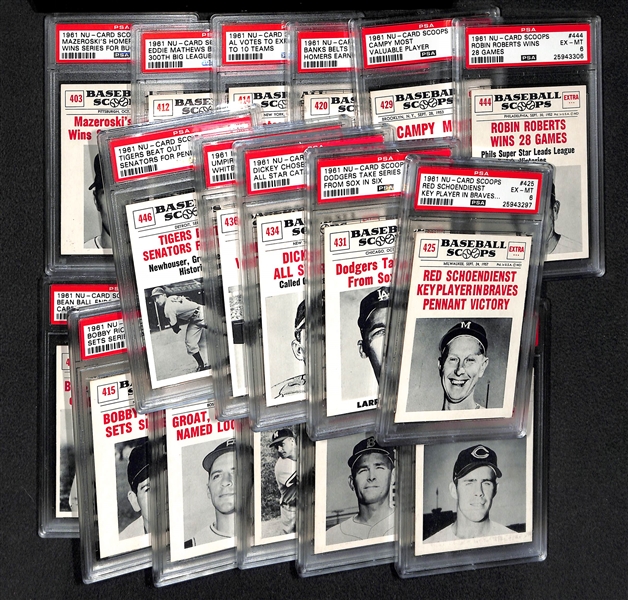 Lot of 17 1961 Nu-Card Scoops - All PSA Graded 5, 6, & 7