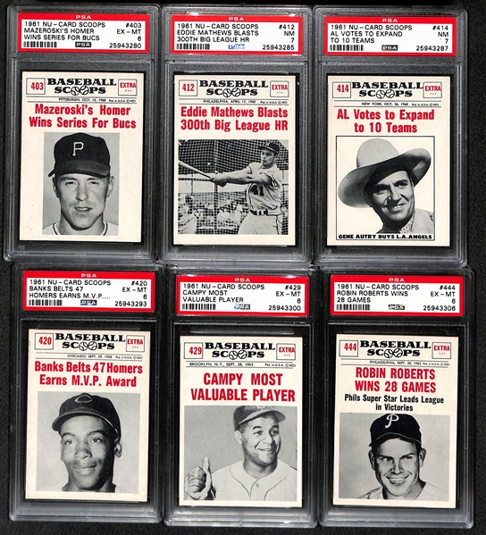 Lot of 17 1961 Nu-Card Scoops - All PSA Graded 5, 6, & 7
