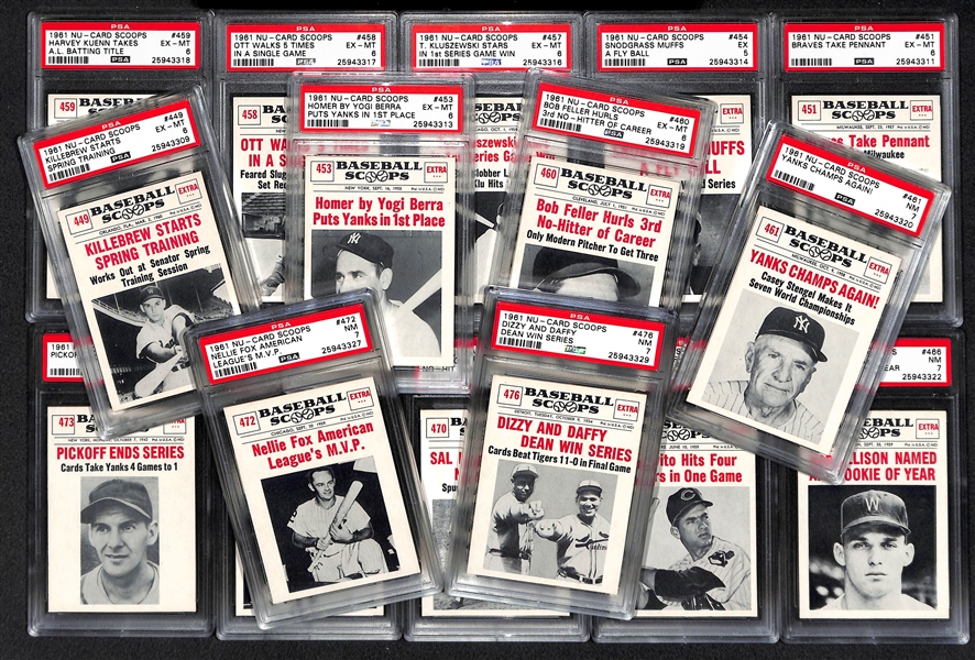Lot of 16 1961 Nu-Card Scoops - All PSA Graded 5, 6, & 7