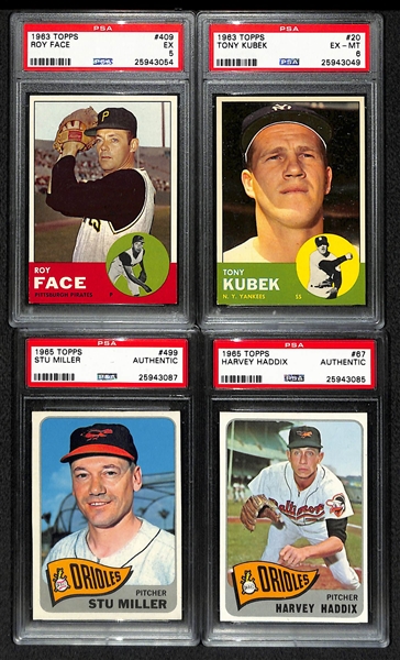 Lot of 8 - 1963 & 16 - 1965 Topps Baseball Cards - All PSA Graded Auth - 8