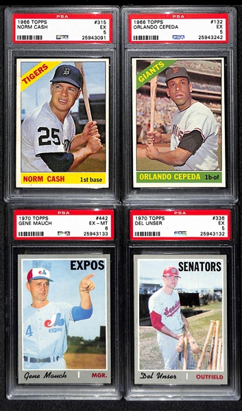 Lot of 9 - 1966 Topps & 11 - 1970 Topps Baseball Cards - All PSA Graded Auth - 8