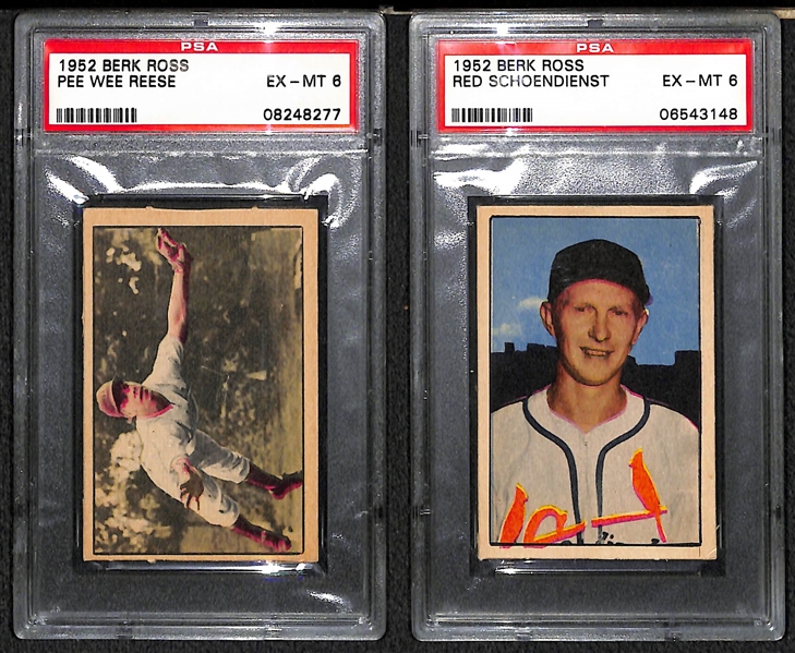 Lot of 2 - 1952 Berk Ross Cards - PeeWee Reese & Red Schoendienst - PSA 6