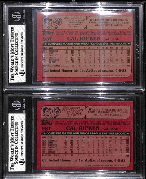 Lot of 2 - 1980 Topps Traded #98T Cal Ripken Cards - PSA 8 & 7