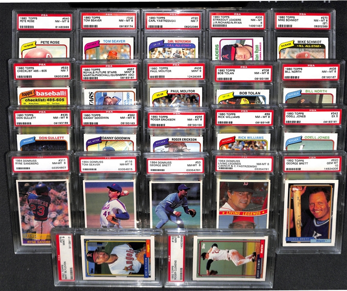 Lot of 22 Stars & Sub Stars PSA Graded Baseball Cards from 1980s & 1990s