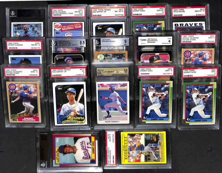 Lot of 17 Graded Baseball Rookie Cards From Late 1980s-2004 w. Kirby Puckett