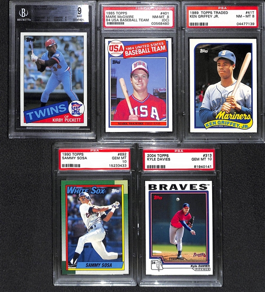 Lot of 17 Graded Baseball Rookie Cards From Late 1980s-2004 w. Kirby Puckett