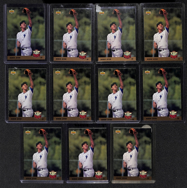 Lot of 57 1993 Derek Jeter Rookie & Base Cards Including 11 Upper Deck Rookie Cards