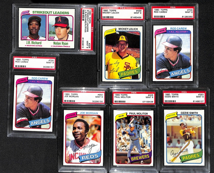Lot of 90 - 1980 Topps Graded Baseball Cards - All PSA 9s!