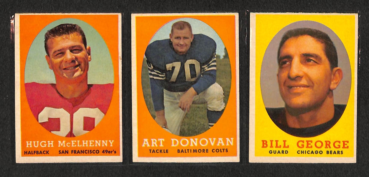 Lot of 63 1958 & 1959 Topps Football Cards w. Lenny Moore