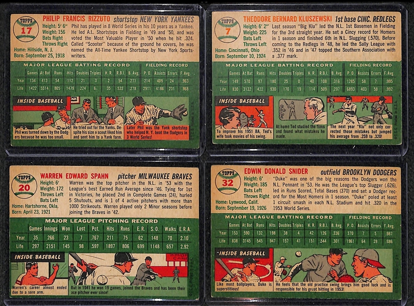 Lot of 18 1954 Topps Baseball Cards w. Phil Rizzuto
