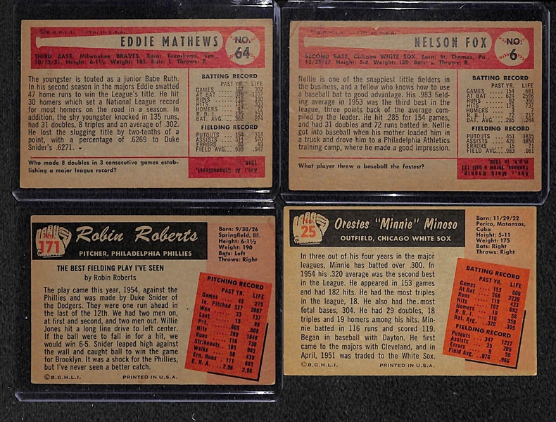 Lot of 34 1954-55 Bowman Baseball Cards w. Eddie Mathews