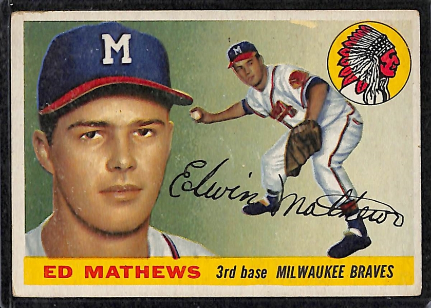 Lot of 21 1955-56 Topps Baseball Cards w. Eddie Mathews