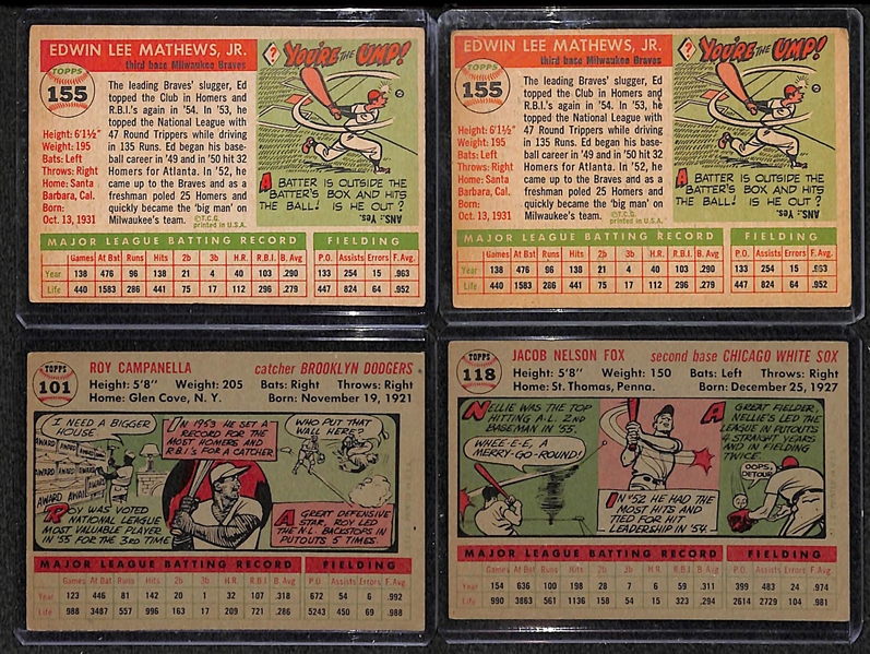 Lot of 21 1955-56 Topps Baseball Cards w. Eddie Mathews