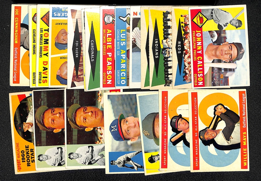 Lot of 26 1960 Topps Baseball Cards w. Willie Mays All Star