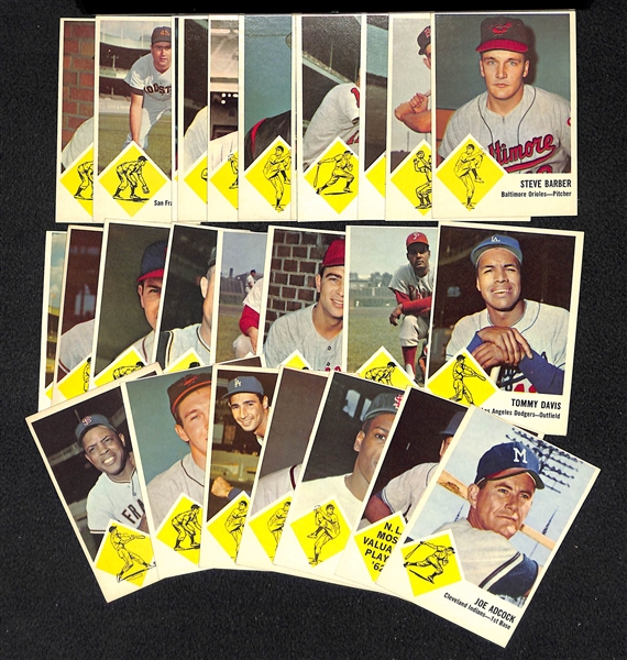 Lot of 26 Different 1963 Fleer Baseball Cards w. Willie Mays