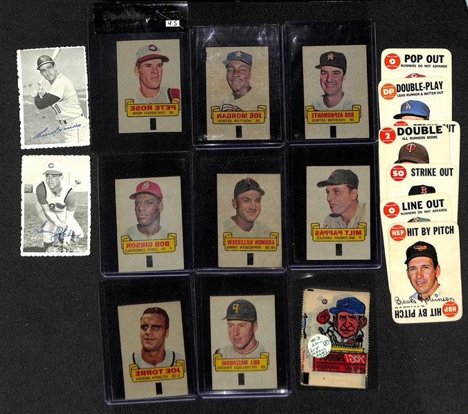 Lot Of 22 Topps 1960's Insert Cards w. Pete Rose 1966 Rub Off