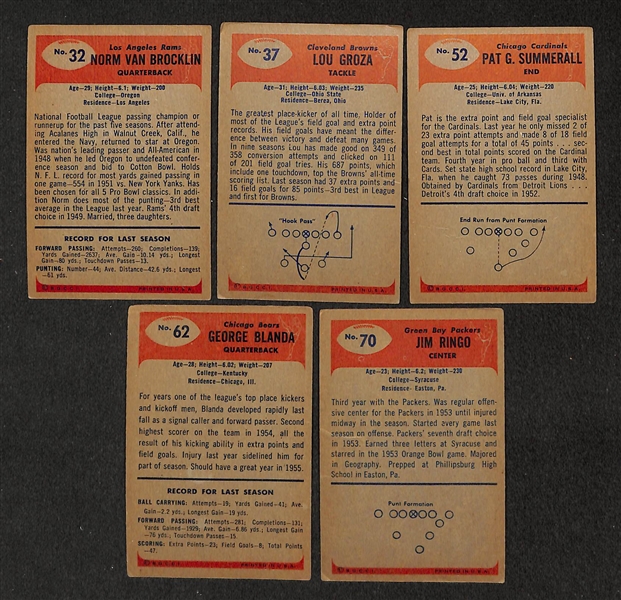 Lot Of 19 1955 Bowman Football Cards w. Van Brocklin