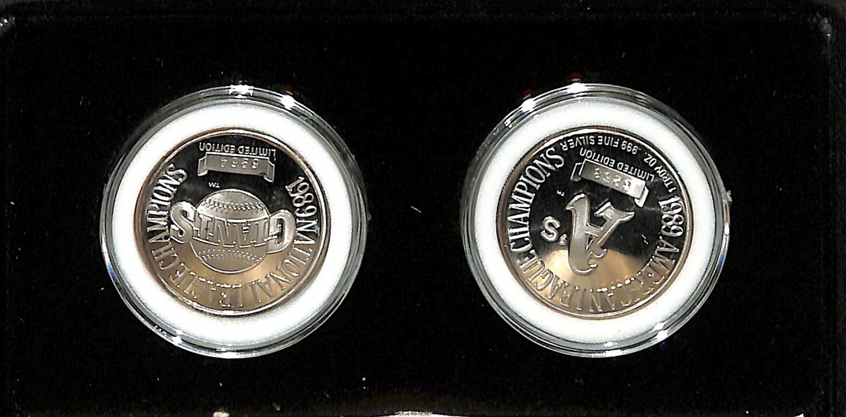 1969 World Series Giants vs. A's Silver 2-Coin Set (.999 each)  w. Card Box