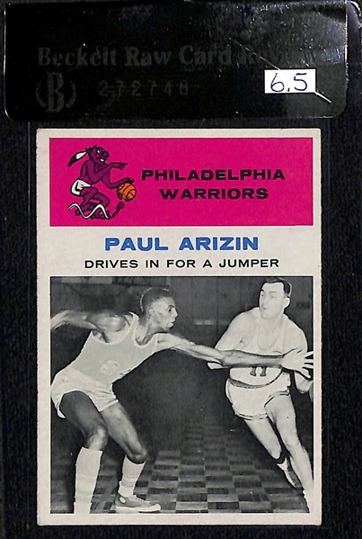 Lot of Basketball Raw Graded Cards - w/ 1961 Fleer Arizin, 1971 Chamberlain, and 1971 Barry.