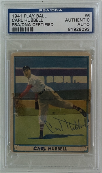 Vintage Cards Signed by HOFers Lefty Grove (1950 Callahan) and Carl Hubbell (1941 Playball) - PSA/DNA and SGC Holders