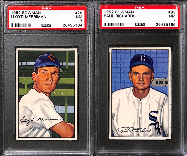 Lot of 9 High Grade (All PSA 7) 1952 Bowman Baseball Cards inc. Bob Friend Rookie