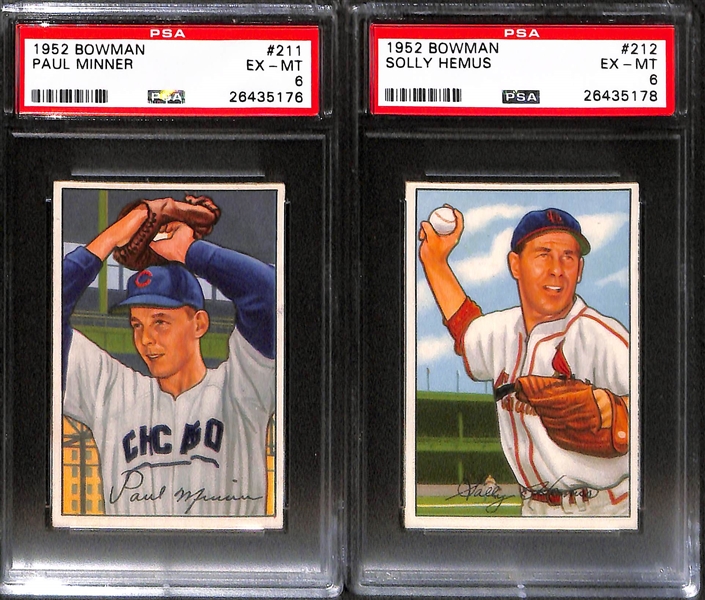 Lot of 10 Graded (All PSA 6 EX-MT) Bowman Baseball Cards w/ Bobby Brown
