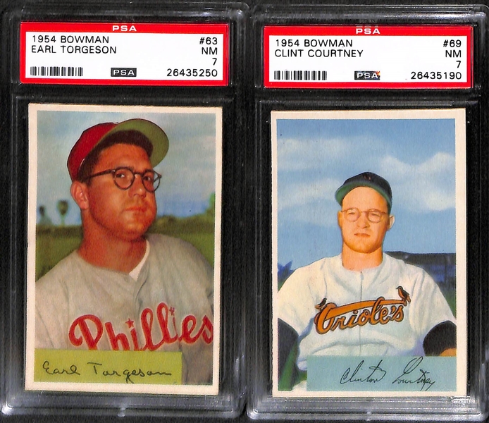 Lot of 8 High Grade (All PSA 7) 1954 Bowman Baseball Cards inc. Pee Wee Reese