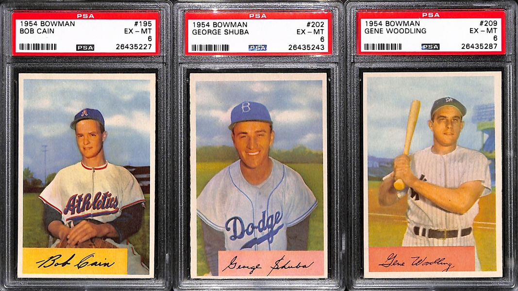 Lot Of 11 1954 Bowman Baseball Cards - All PSA 6 w/ Newcombe