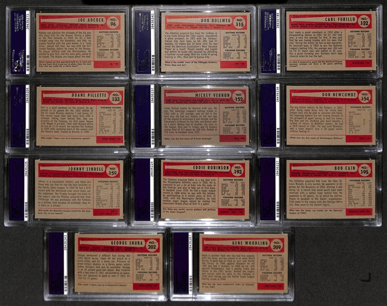 Lot Of 11 1954 Bowman Baseball Cards - All PSA 6 w/ Newcombe