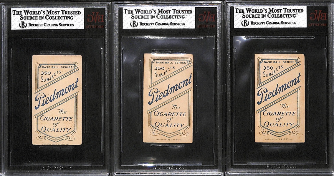 Lot of 3 Boston 1909-11 T206 Cards - Harry Lord (BVG 3.5), Fred Beck (BVG 3.5), Bill Carrigan (BVG 2)