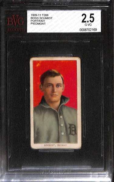 Lot of 4 Detroit Tigers 1909-11 T206 Cards - Killian (BVG 3.0), O'Leary (BVG 3.0), Schmidt (BVG 2.5) and Schaefer (BVG 1.5)