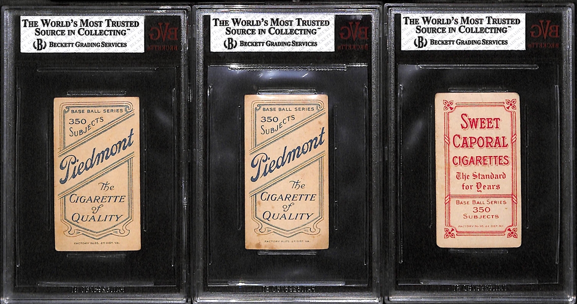 Lot of 3 Minor League 1909-11 T206 Cards - Hayden (BVG 4.0), Rudolph (BVG 3.0), Casey (BVG 2.5)