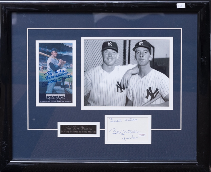 Mickey Mantle and Billy Martin Autographed and Framed Display - JSA LOA