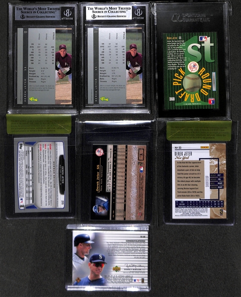 Lot of 65 Derek Jeter Cards - Inc. Rookie, Relic, Insert, and Graded Cards
