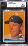 1958 Topps Mickey Mantle #150 Graded Beckett BVG 3 (VG)