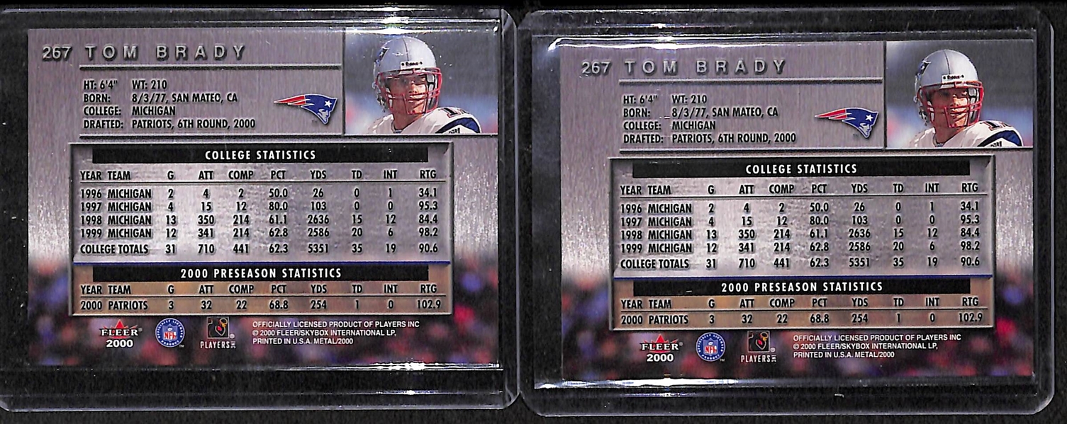 Lot Of 2 2000 Fleer Metal Tom Brady Rookie Cards