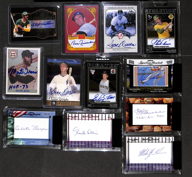 Lot of 12 Certified Autograph Cards of Former Baseball Stars inc. HOFers and 1/1 card