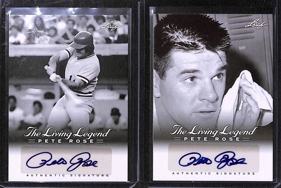 Lot of 7 Pete Rose Cards/Patches with 4 Leaf Autographs