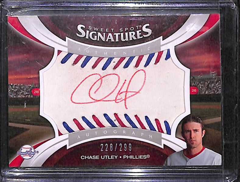 Lot of 6 Upper Deck Sweet Spot Autograph Cards inc. Ryan Howard, Chase Utley, and Pat Burrell