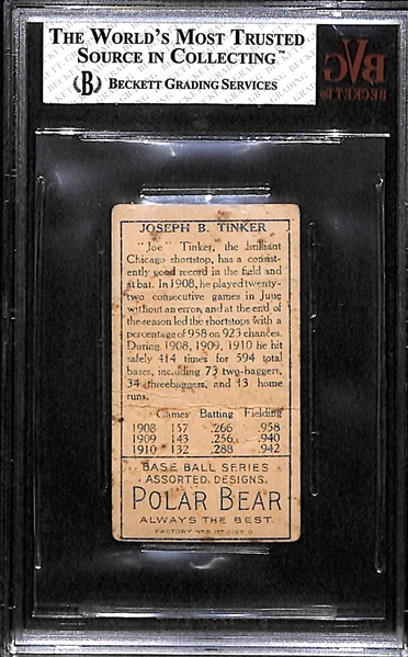 1911 T205  Joe Tinker (HOF) w/ Polar Bear Back - BVG 1.5 (Fair)