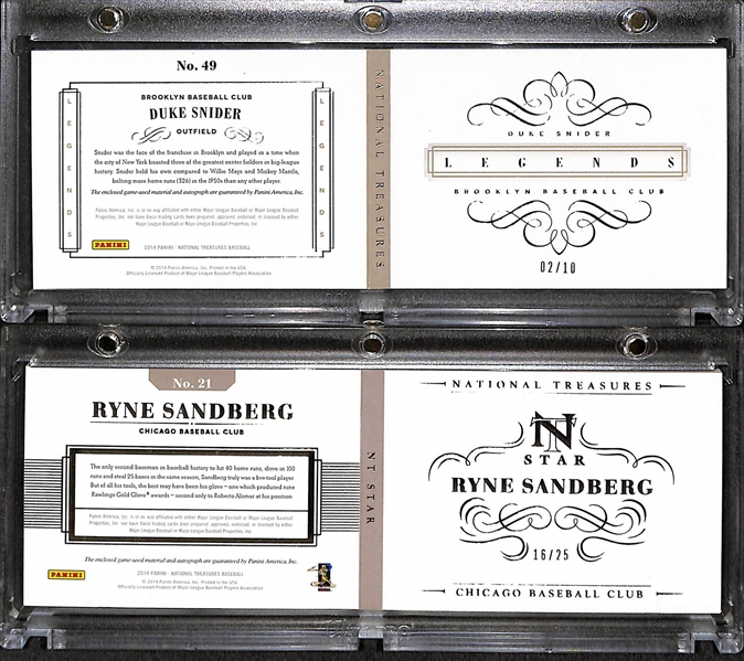 Duke Snider & Ryne Sandberg National Treasures Autograph Booklets